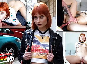 GERMAN SCOUT - Skinny Moronic Redhead Teen Dolly Dyson get Rough Fucked