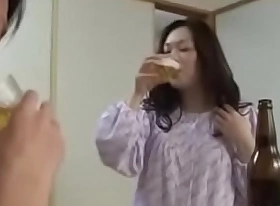 Japanese mummy withyoung boy drink and fuck