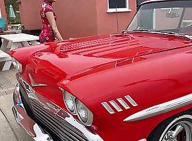 Viva Athena in Classic Car (1958 Impala)