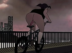 Woman Fucks Herself On Their way Dildo Bike (With Sound)