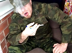 Soldier FUCKS Young Gay and CUMs on his BOOTS / Man Moans / Dirty Location / Smoking
